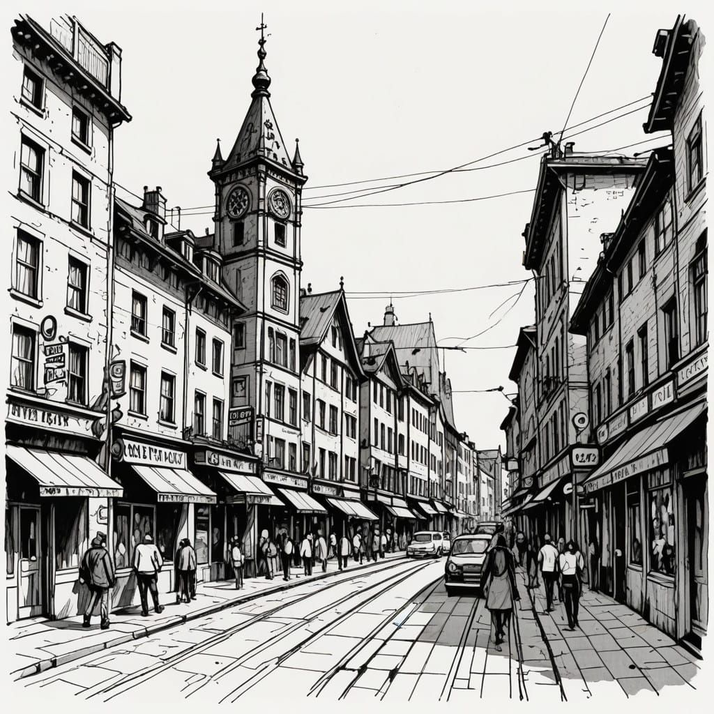 Urban Math Illustrations in Vintage Ink Style