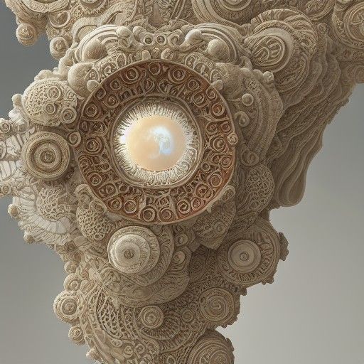 Opalescent Marble Cat Sculpture with Fractal Inlay