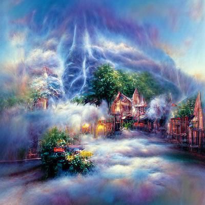 Ethereal Fantasy Landscape in Kinkade Style