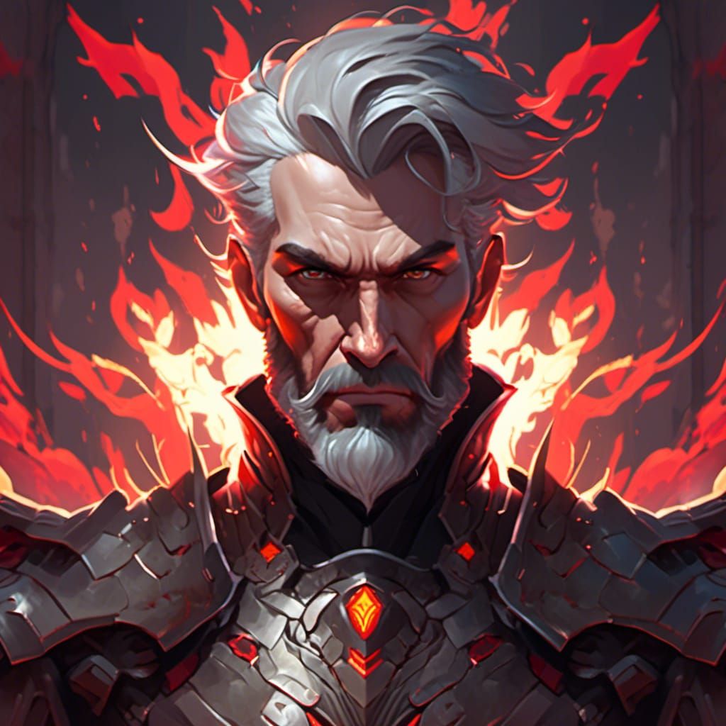 Demonic Knight in Flames: Digital Art Portrait