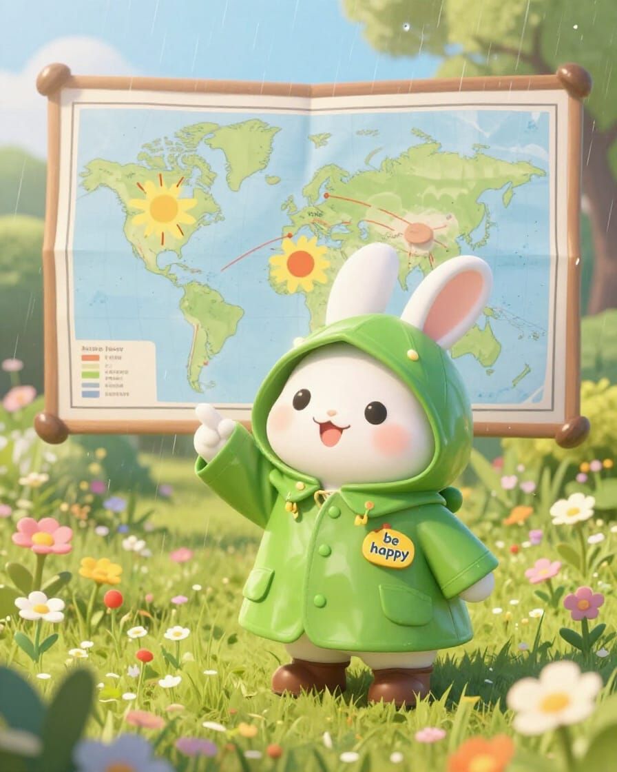 Bunny Meteorologist Predicts Spring Showers in Whimsical Sty...