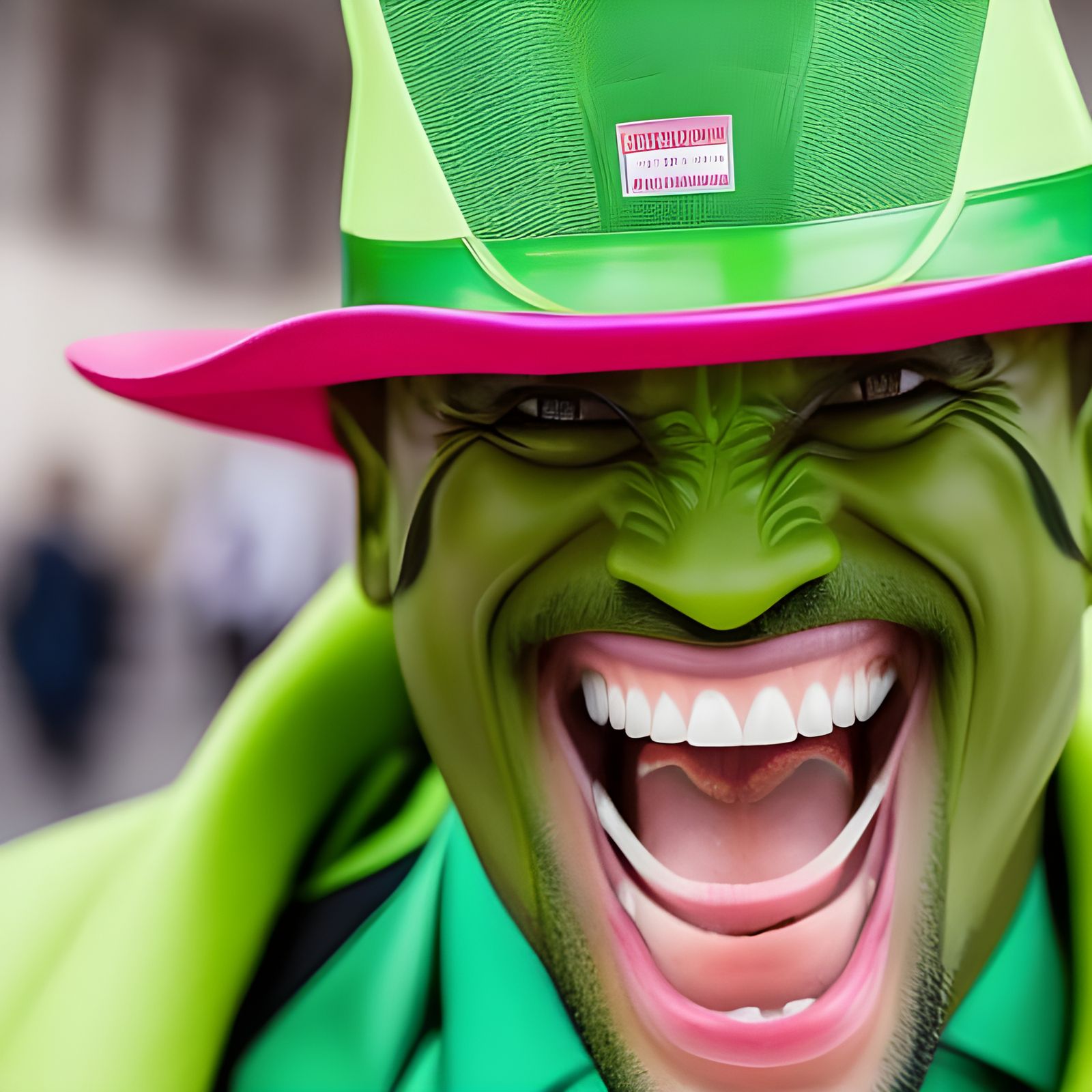 Neon Green Character with Chipped Teeth