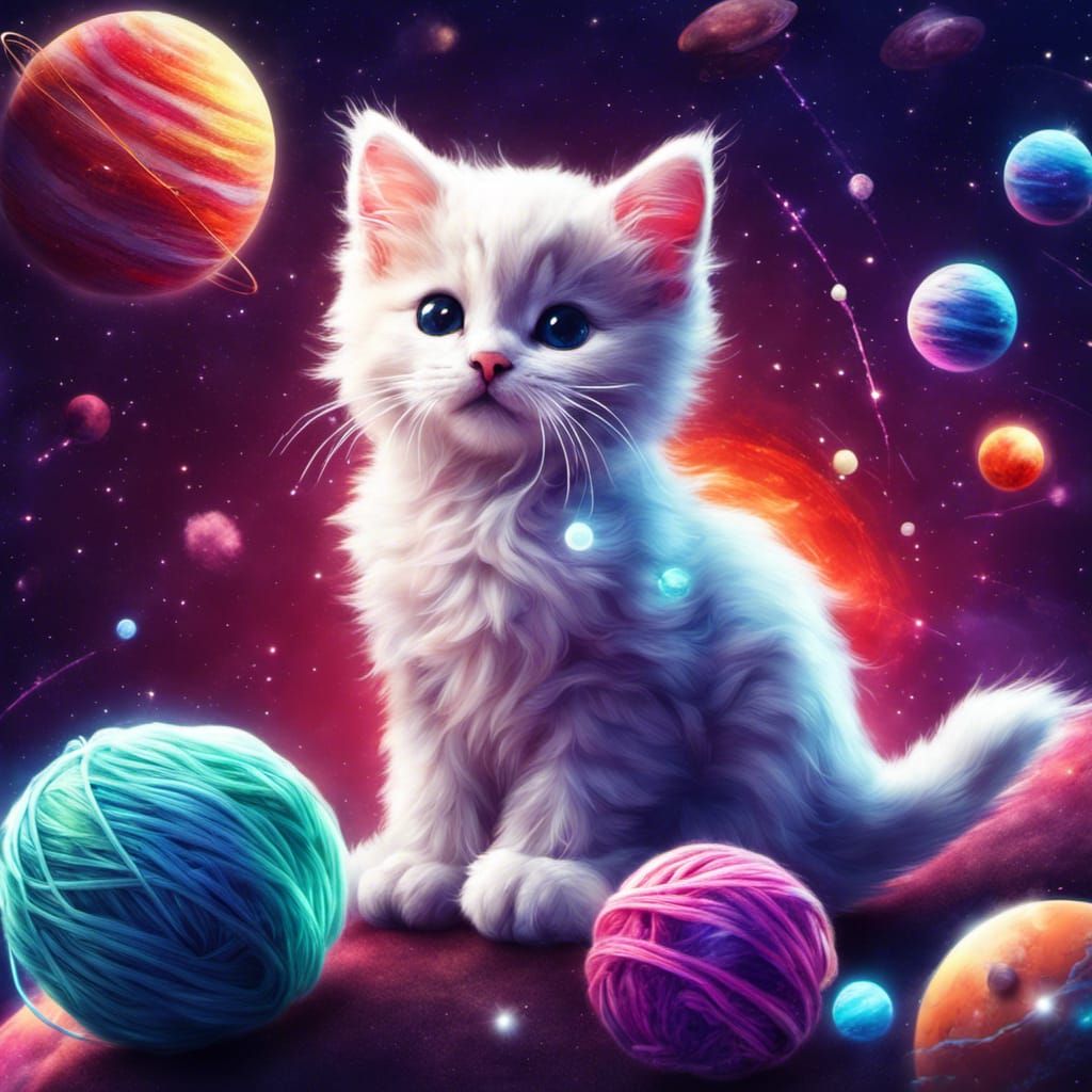 Cute Neon Space Kitty in Universe