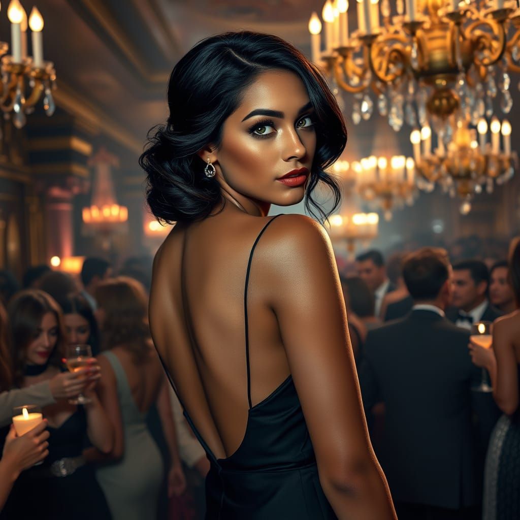 Elegant Woman at a Lavish Private Party