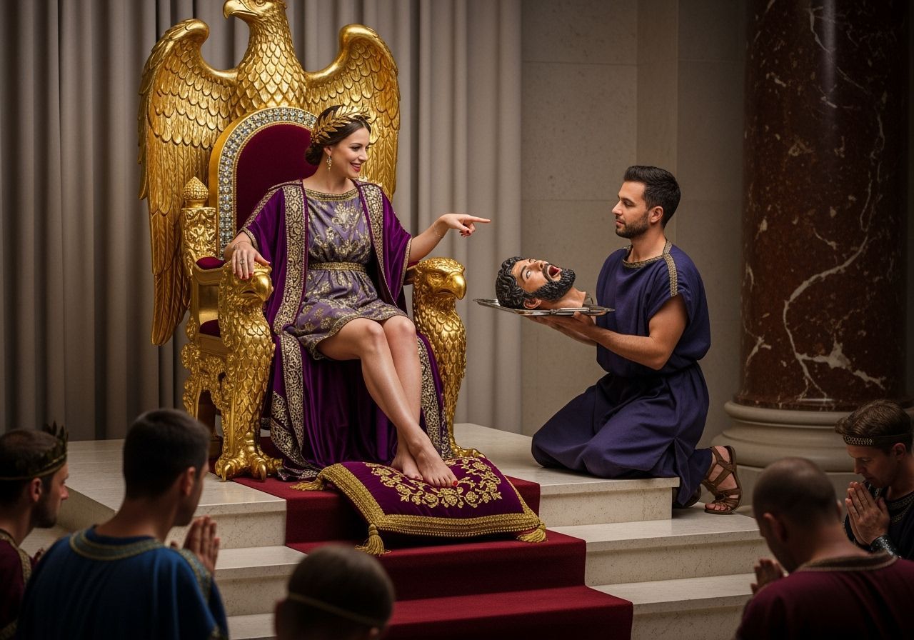 Roman Empress on Gold Throne in Opulent Throne Room