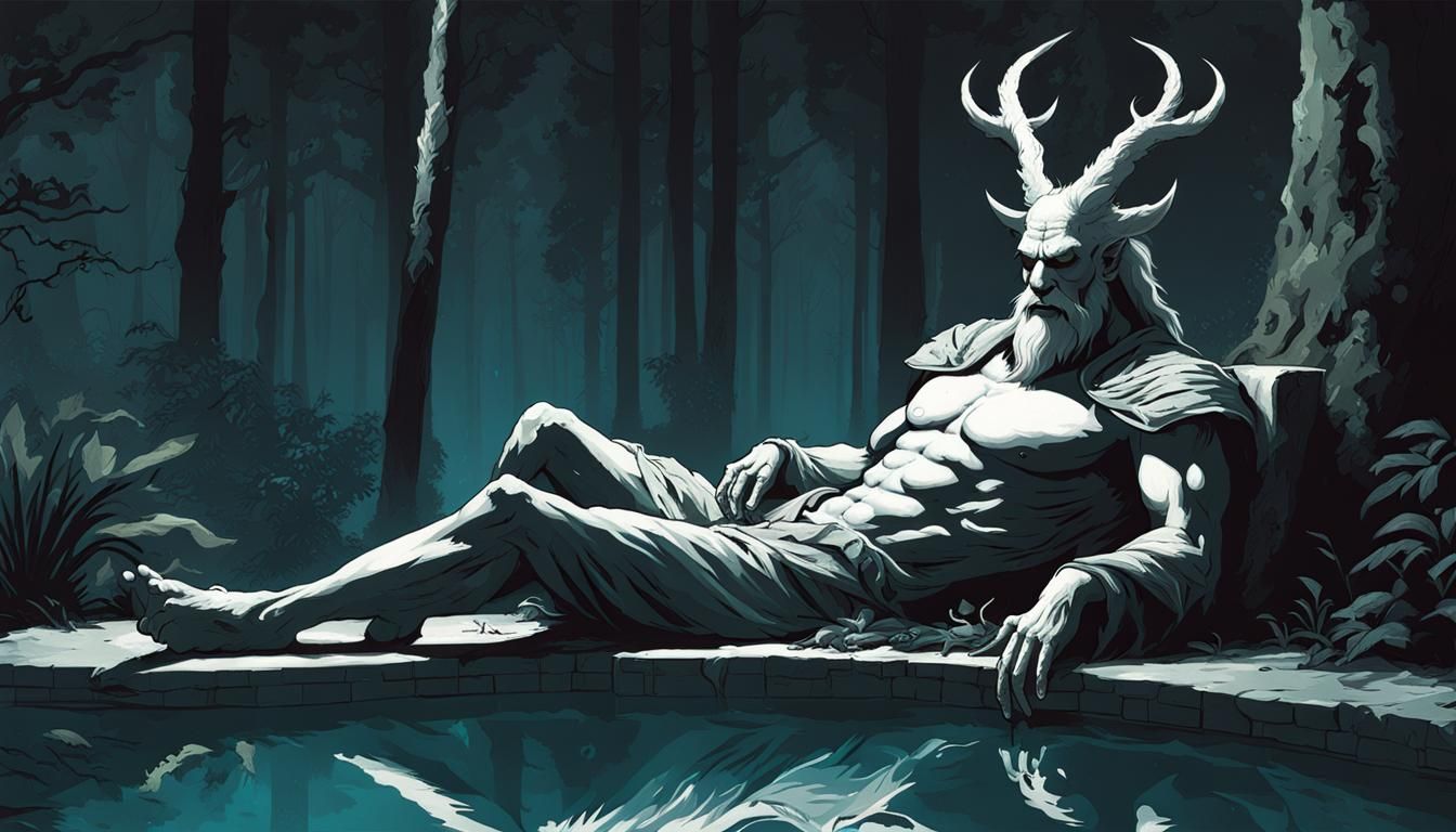 Ethereal Forest God Lounging in Moonlight