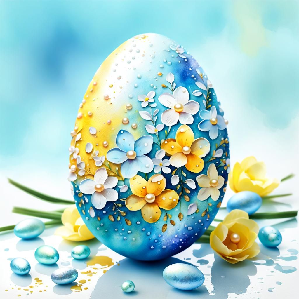 Floral Easter Egg Watercolor Illustration in Soft Colors