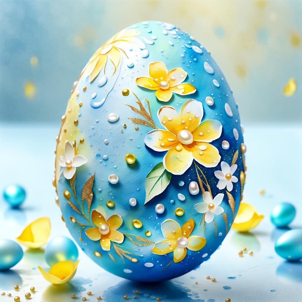 Glittering Easter Egg with Floral Decorations