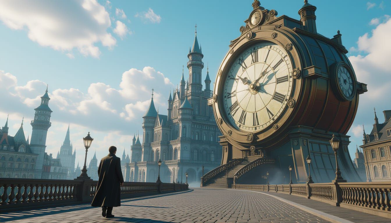 Time Travel Failure: Worlds Collide in Detailed Painting