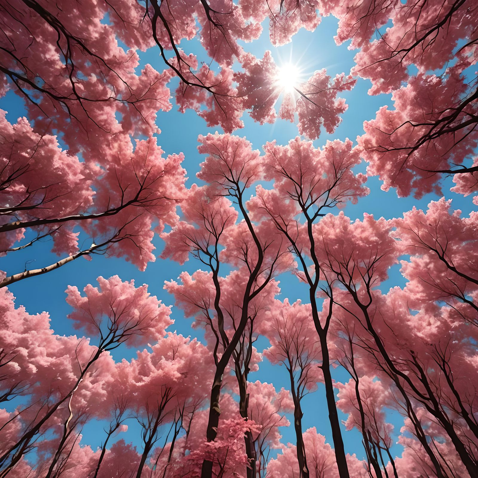Inside a Beautiful Pink Forest