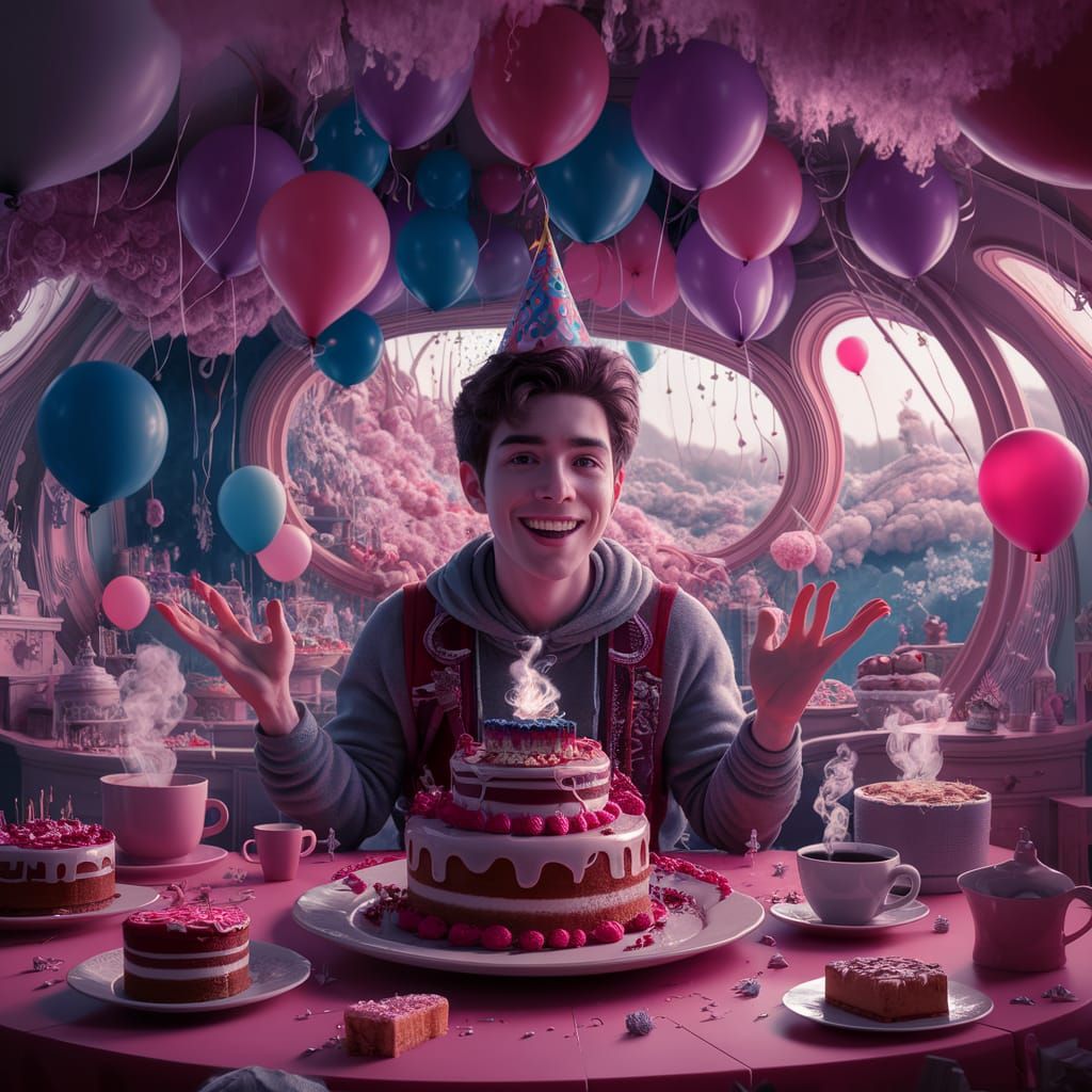 Birthday Celebration in a Fantastical Landscape