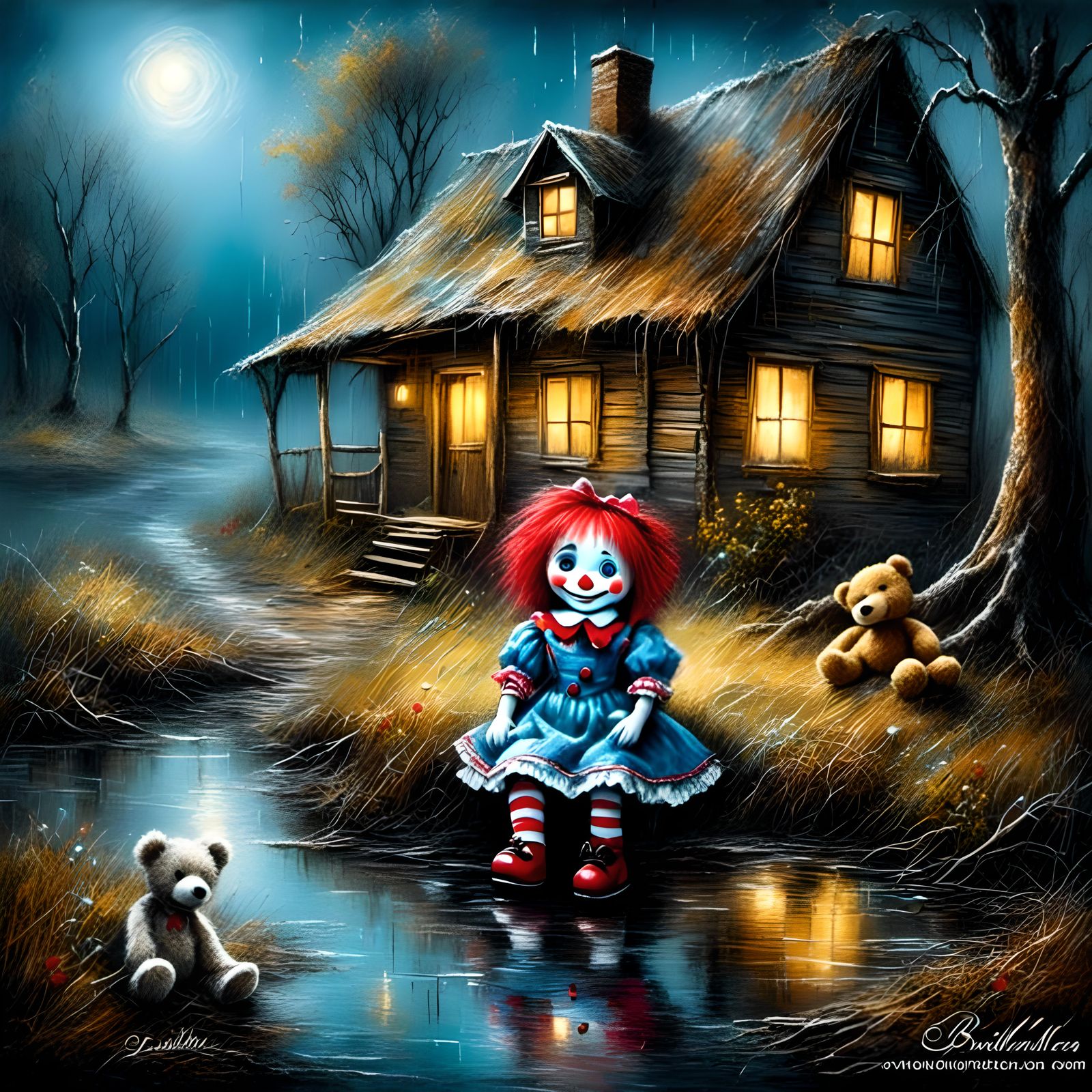 raggedy ann doll and a raggedy teddy bear