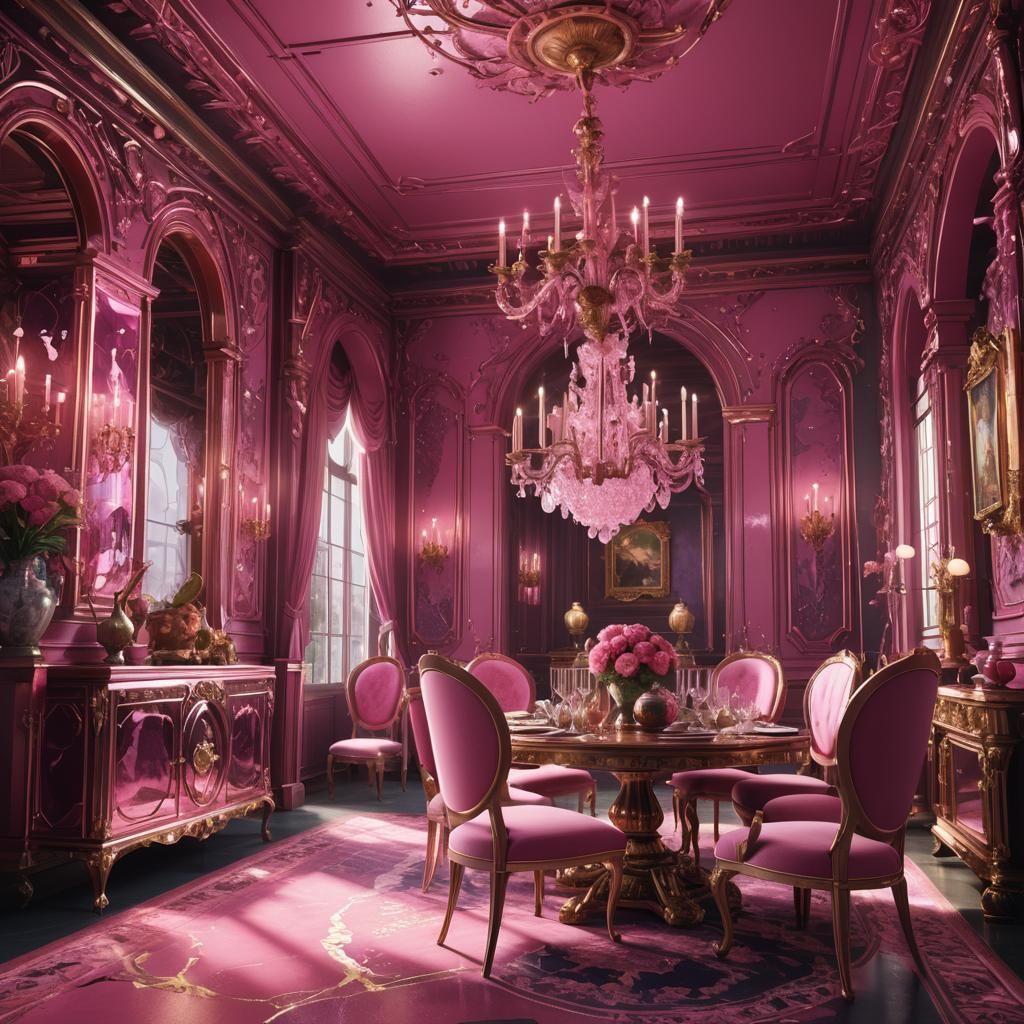Pink Sapphire Dining Room in Detailed Matte Painting
