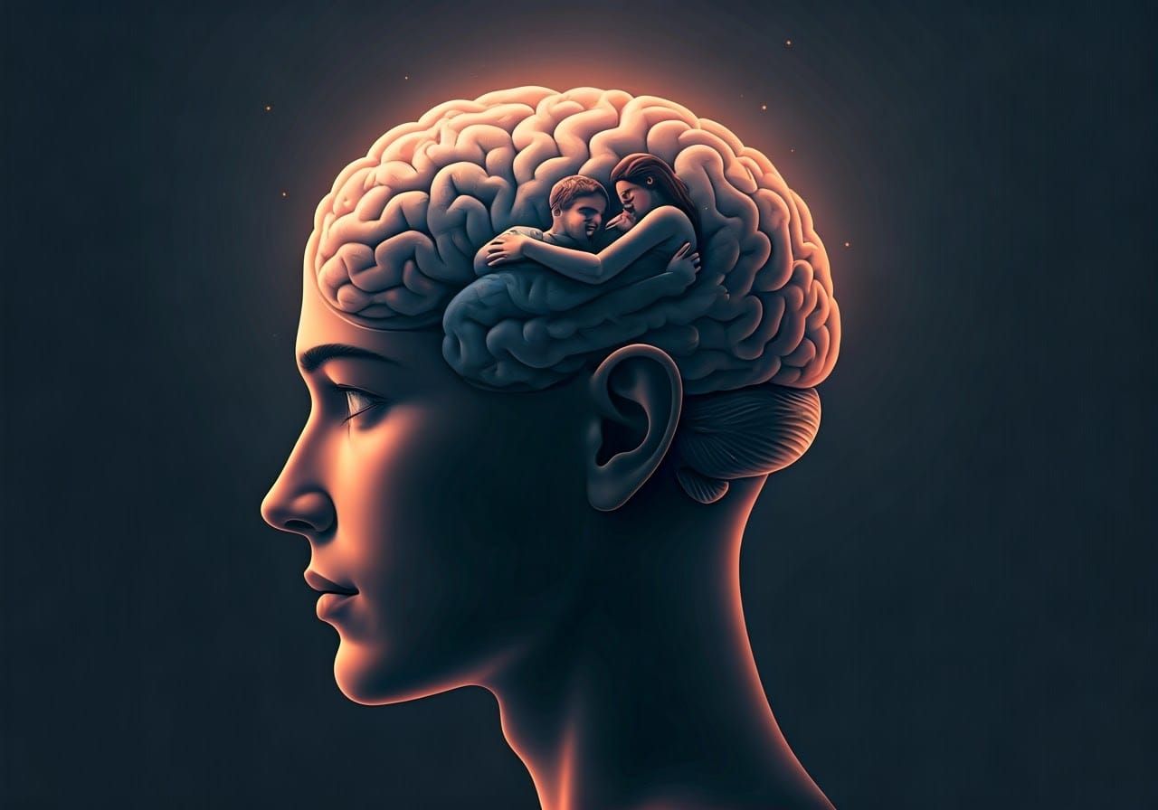 Surreal Face Profile with Comforting Message