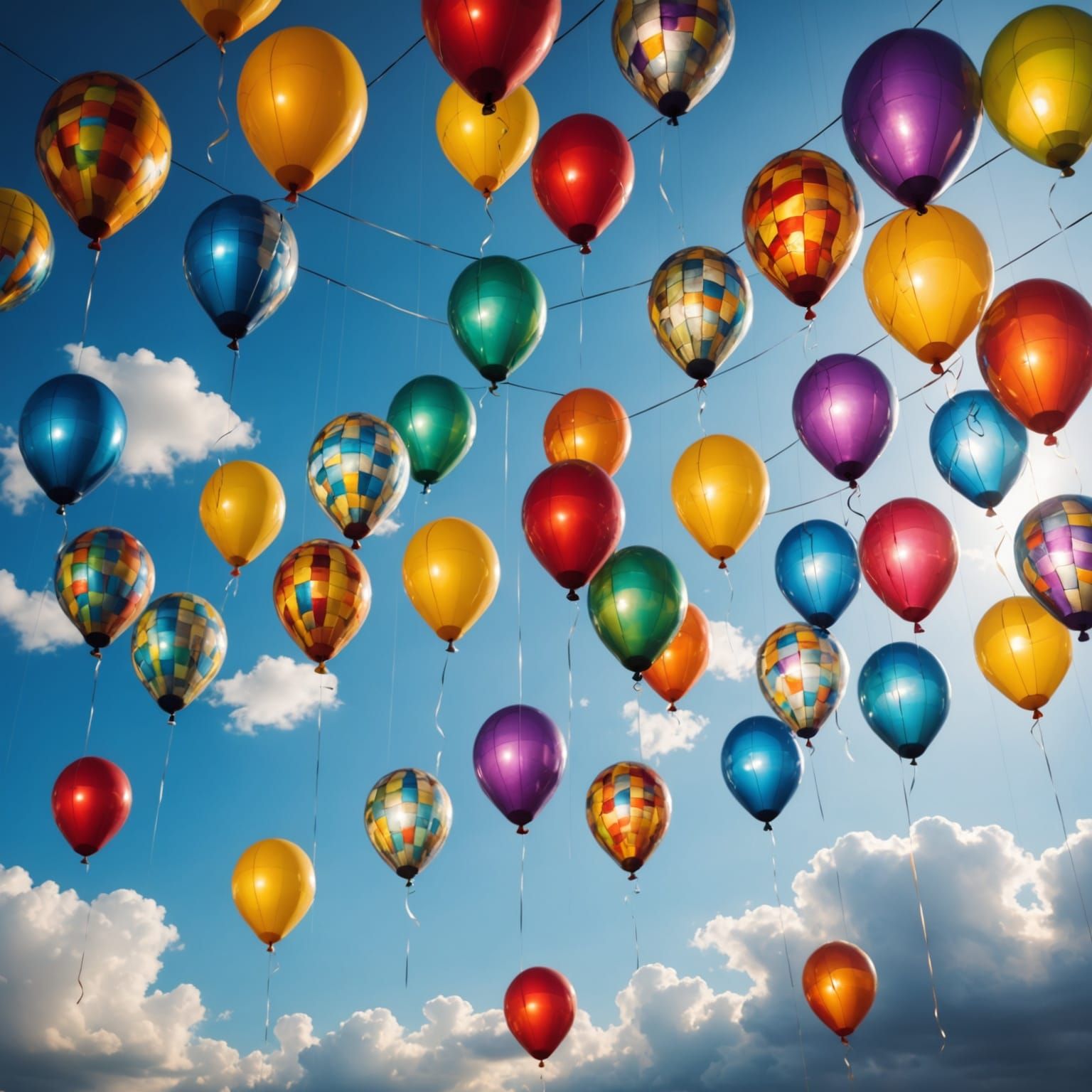 Stained Glass Balloons in the Clouds