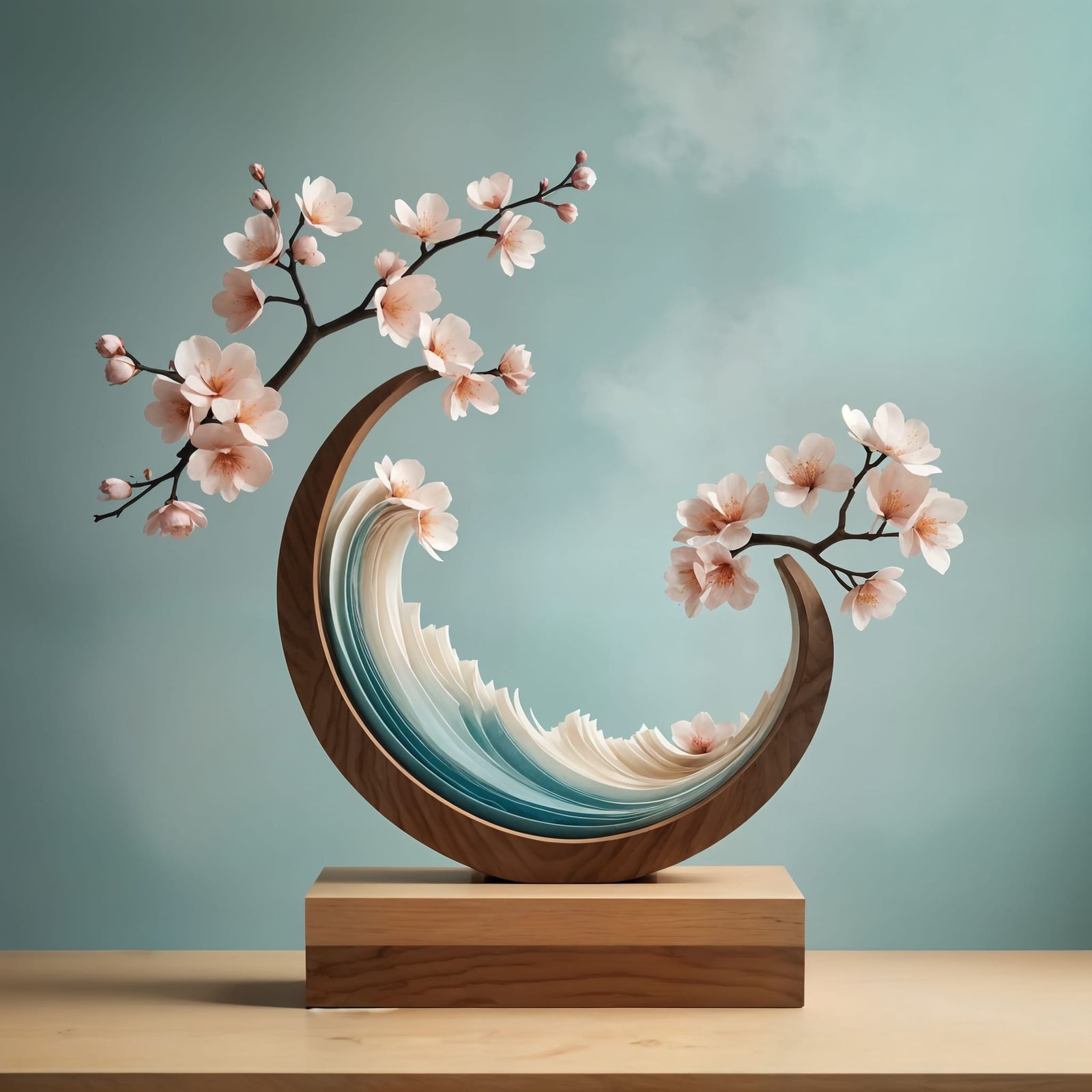 Surreal Ikebana Masterpiece in Zen Minimalist Style