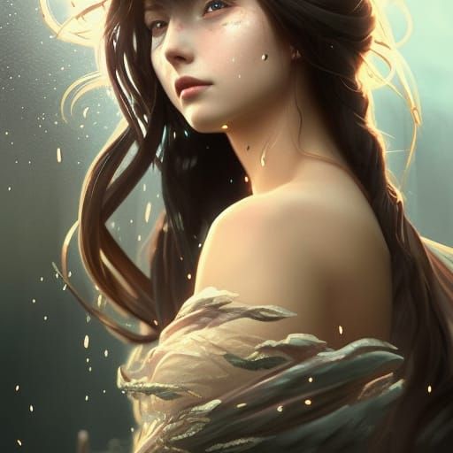 Ethereal Dew Maiden Portrait in Digital Art Style