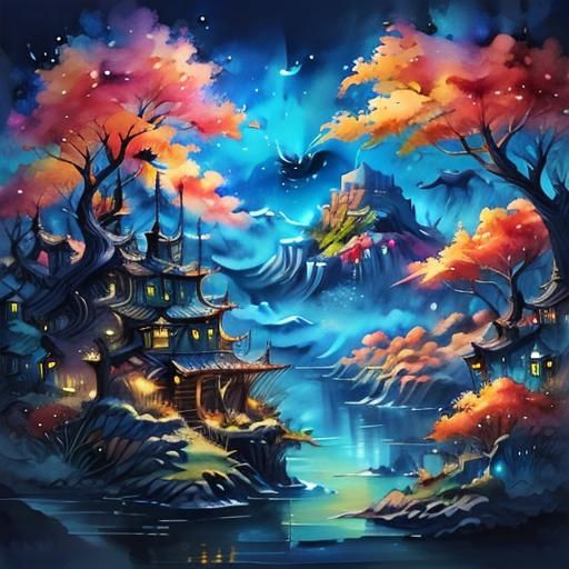 Surreal Bird Dreamscape in Abstract Style