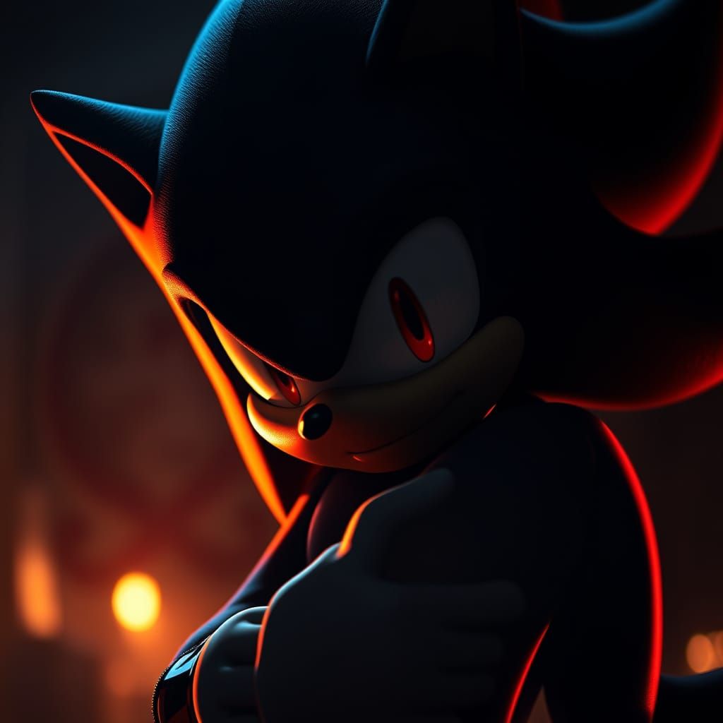 Moody Portrait of Shadow the Hedgehog in Sultry, Ethereal Li...