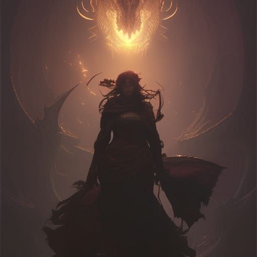 Majestic Dragon in Dark Fantasy Art Style