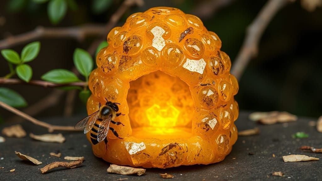 Simpsonite Gemstone Beehive with Bee
