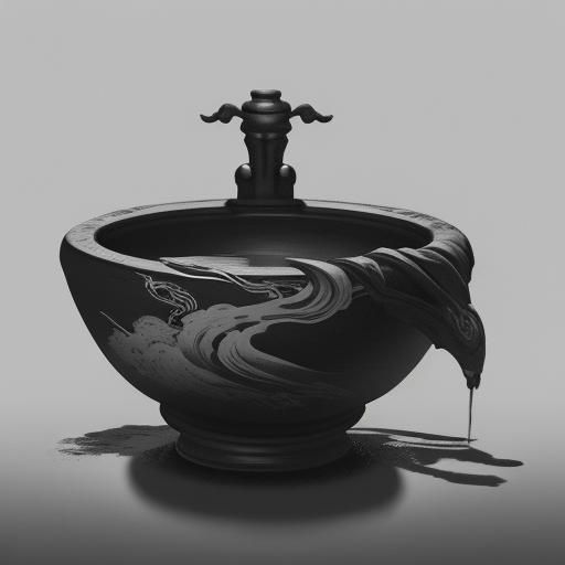 Antique Sink in Chinese Ink Wash Style
