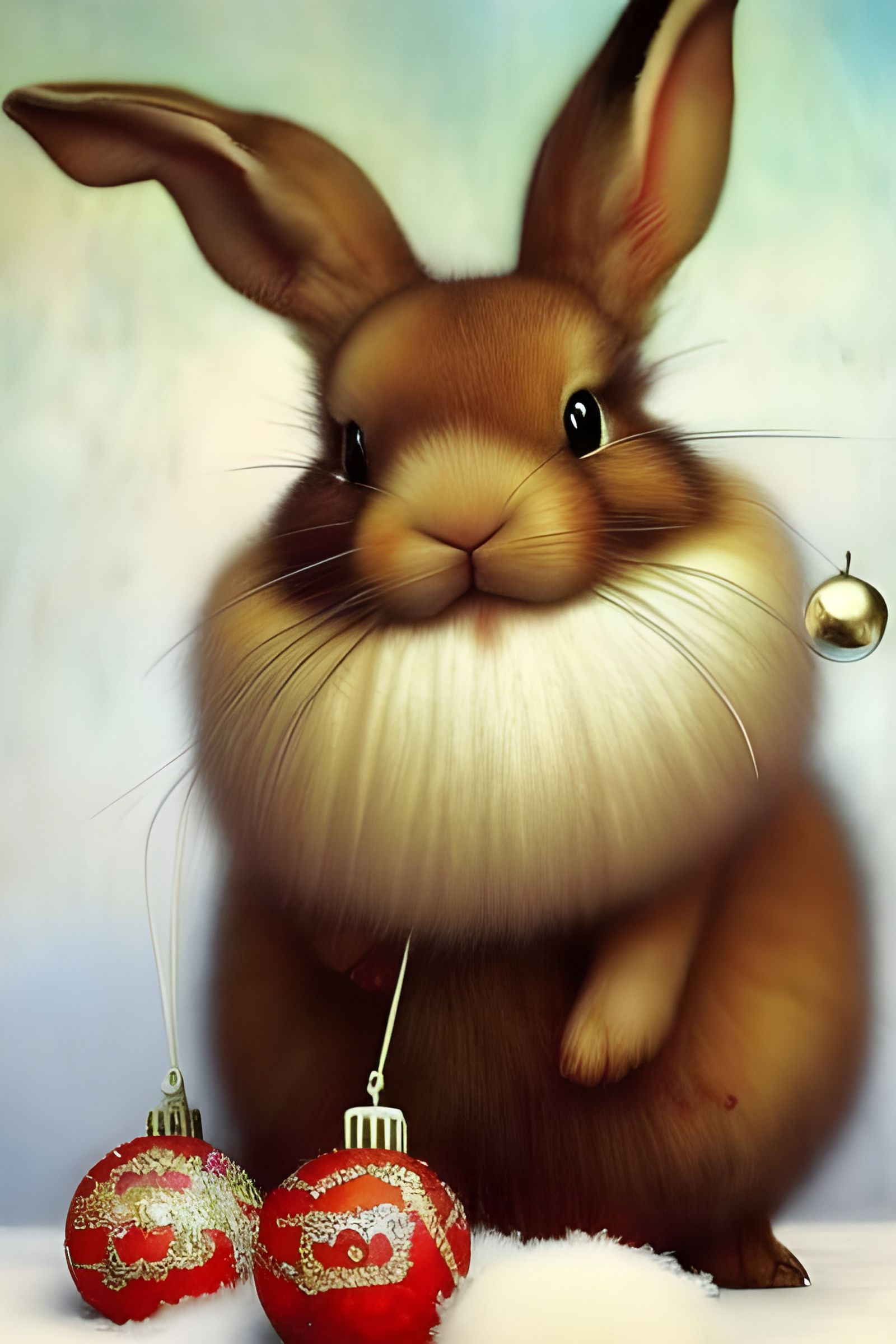 Festive Rabbits in a Christmas Scene