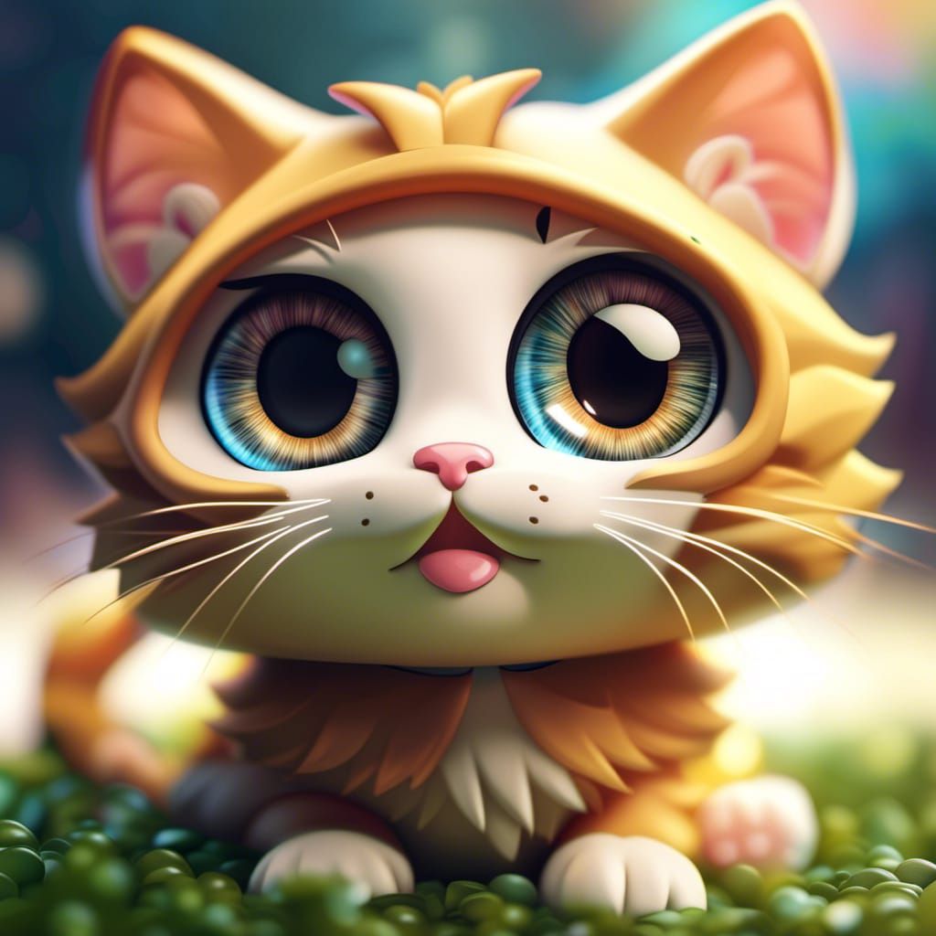 Human Eye Made of Chibi Kawaii Cartoon Cats