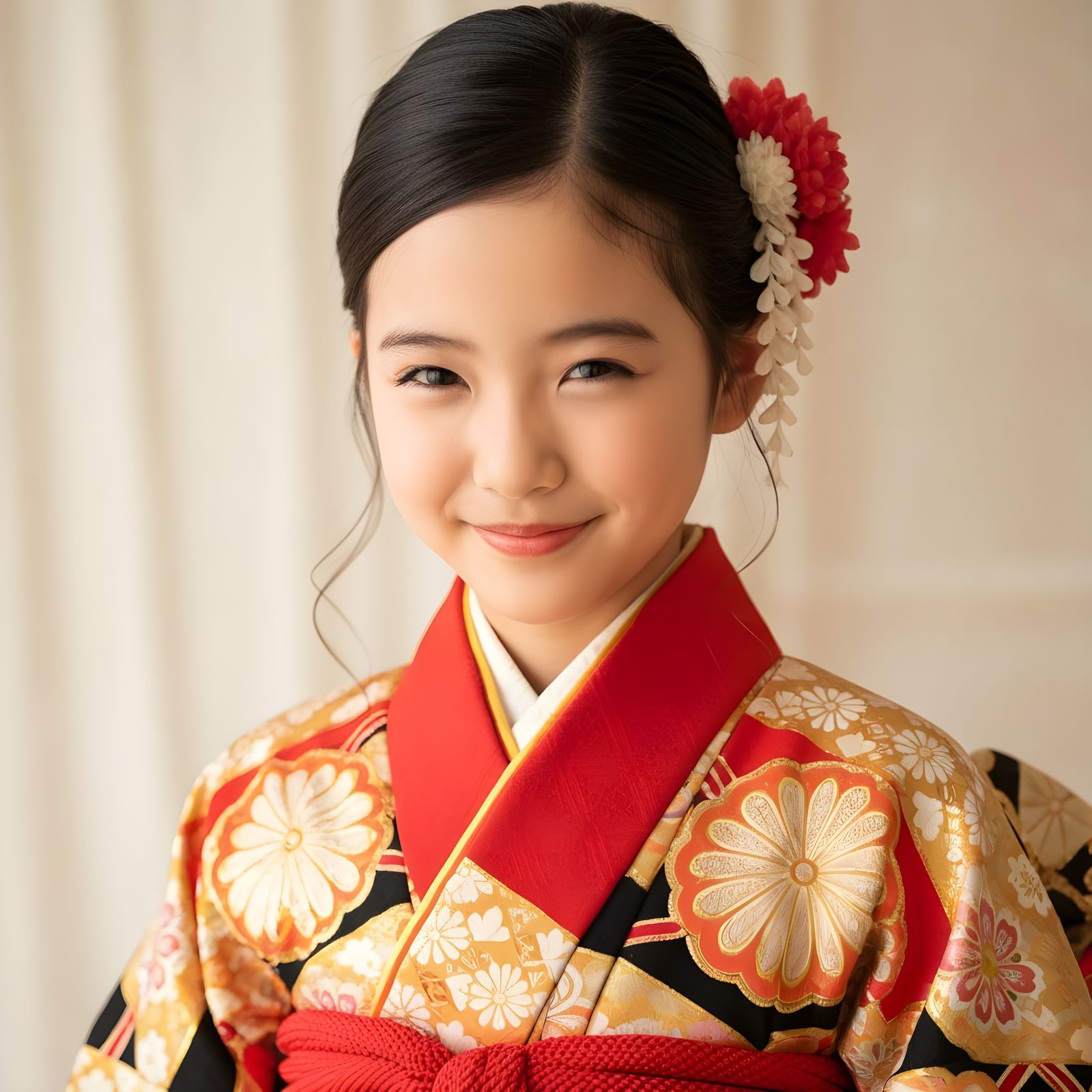 Red-Haired Girl in Kimono: Cel-Shaded Anime Art