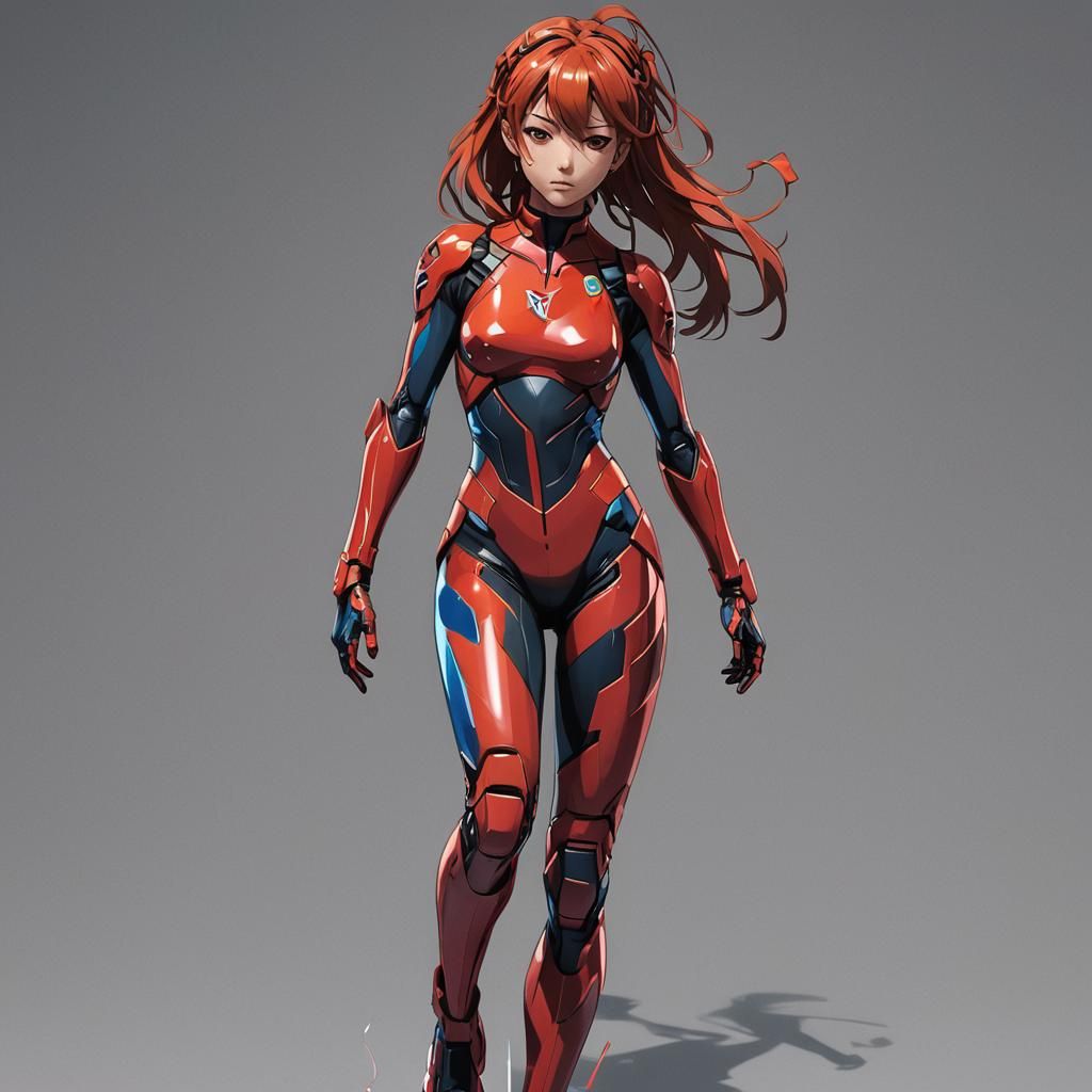 Asuka in Red Plugsuit, Heroic Anime Style