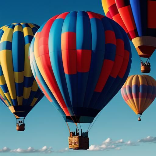 Vibrant Blue Hot Air Balloon in Hyperreal Detail