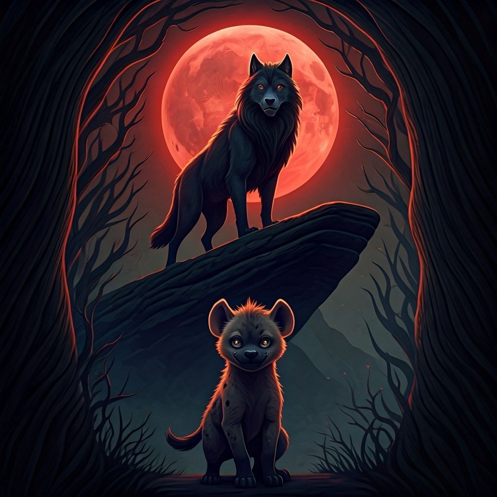 Dark Folklore Lion King Poster Art with Wolf and Hyena