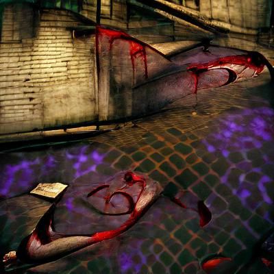 Vampire in Dark Alleyway: Noir Digital Art