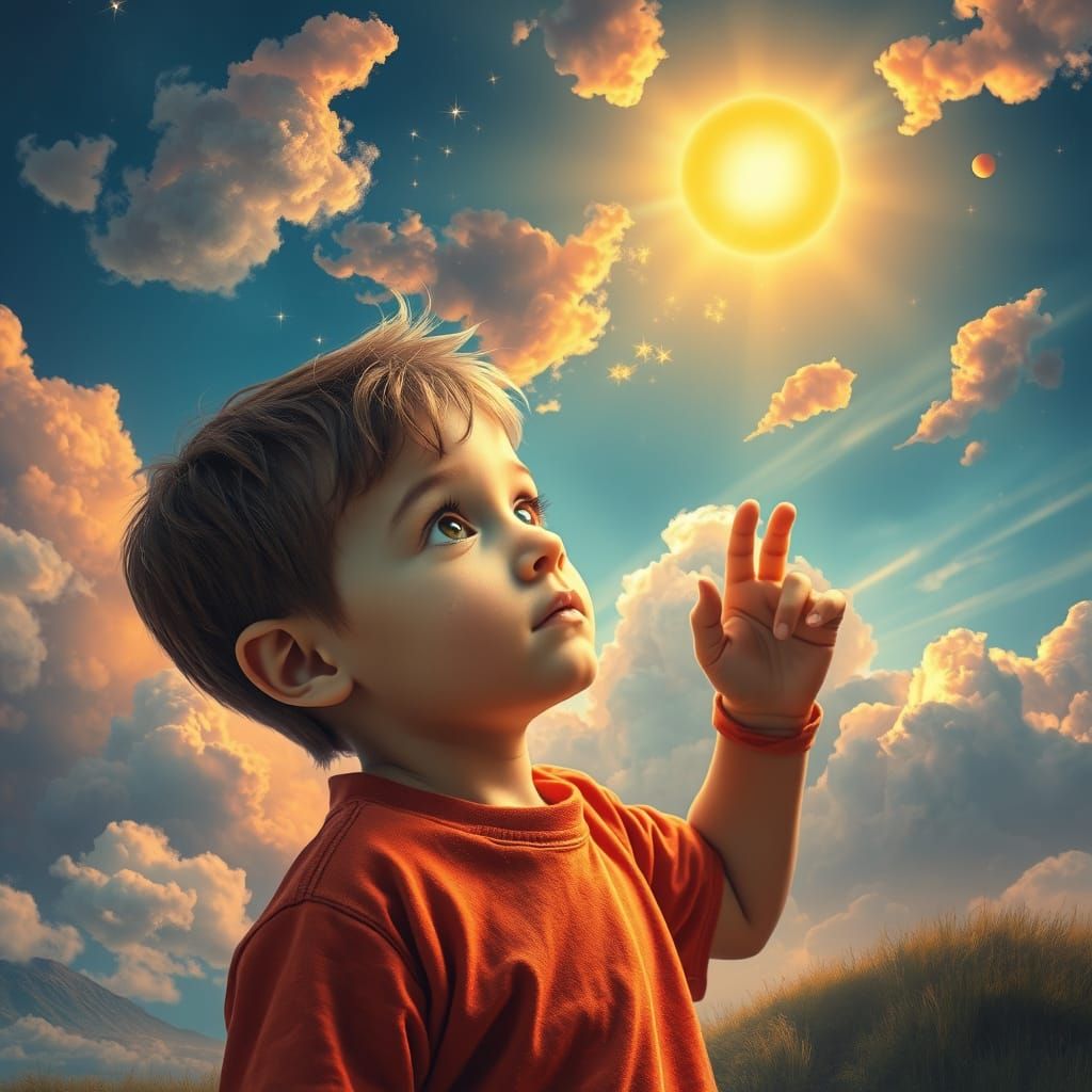 Young Boy Searches for Happiness in a Vibrant, Ethereal Land...