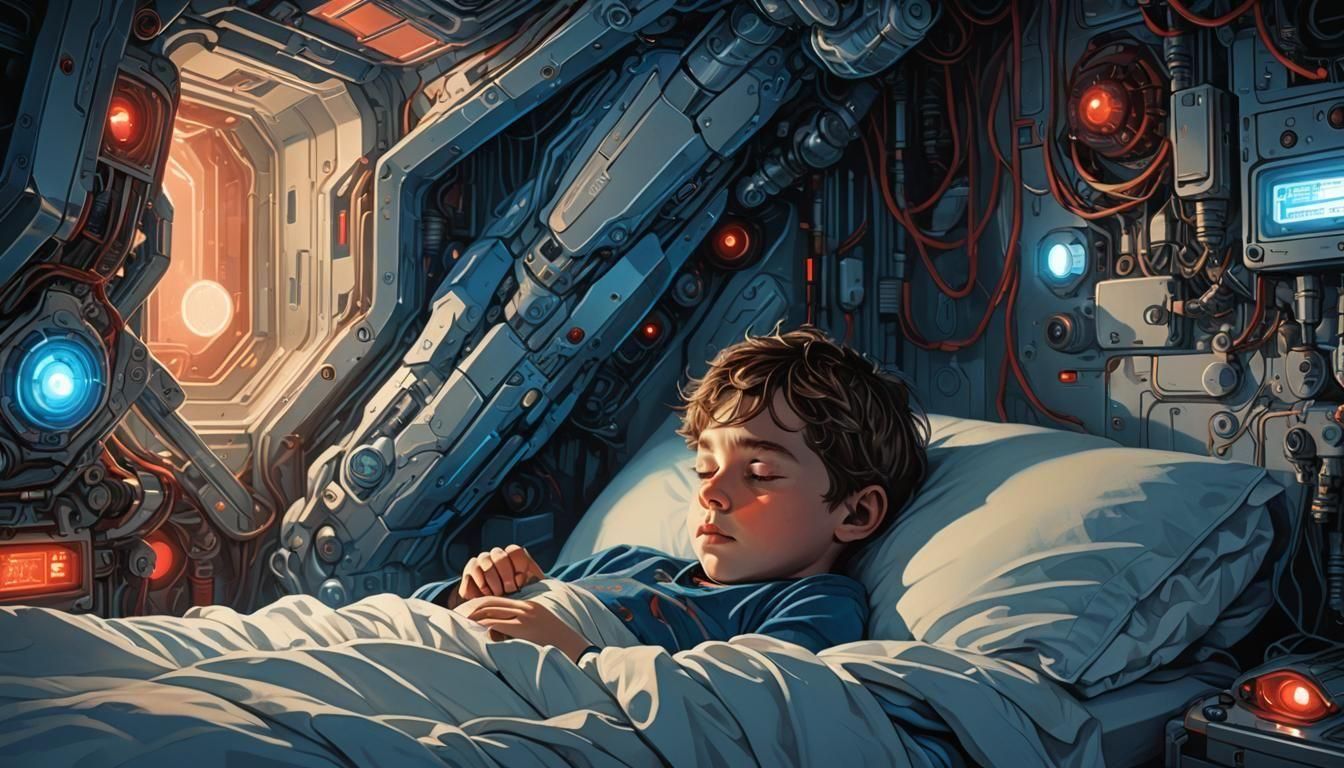 Futuristic Home Scene in Comic Book Art Style