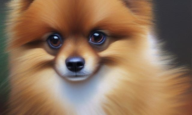 Pomeranian Dog in Oil Painting Style