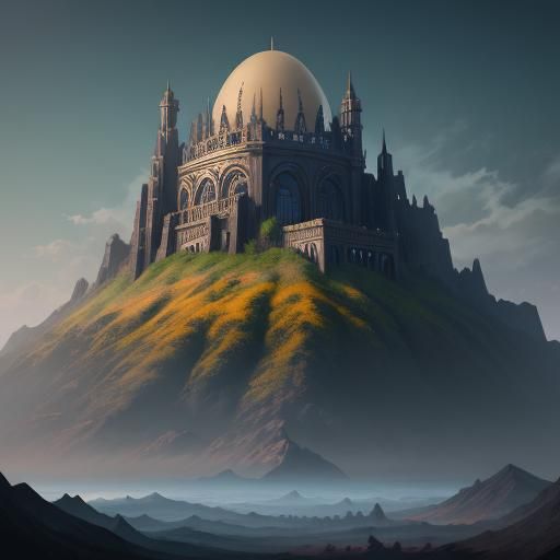 Fantastical Egg: Detailed Matte Painting in Deep Color