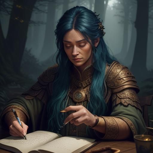 Ogre Scribe in Mystical Forest: Fantasy Art