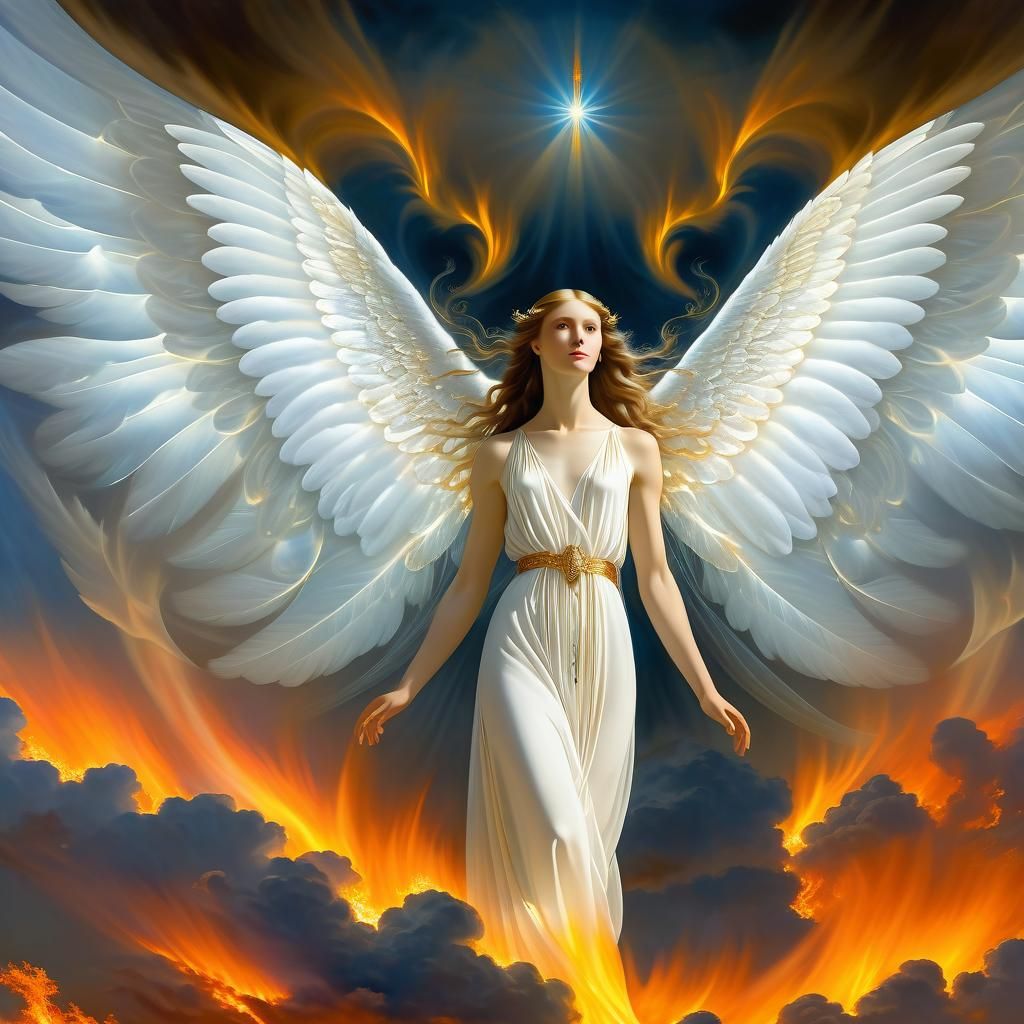 Angelic Figure in Psychedelic Hellscape