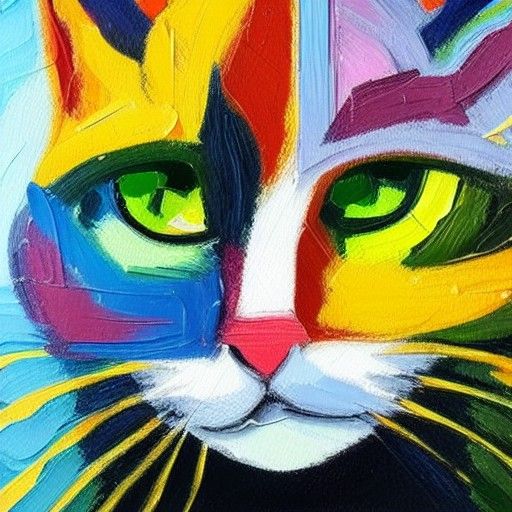 Cat Person in Neo-Impressionist Expressionist Style