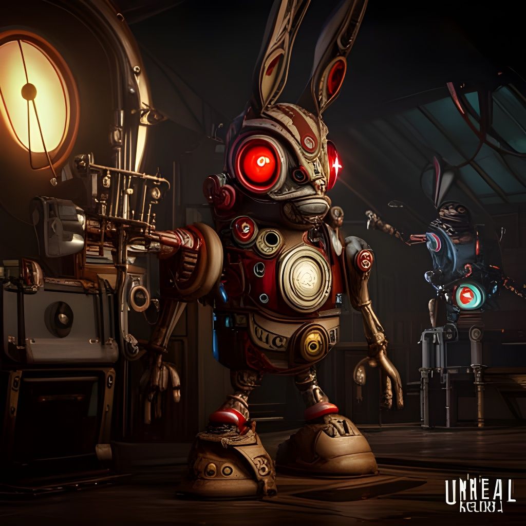 Steampunk Robot Rabbit Graffiti Art