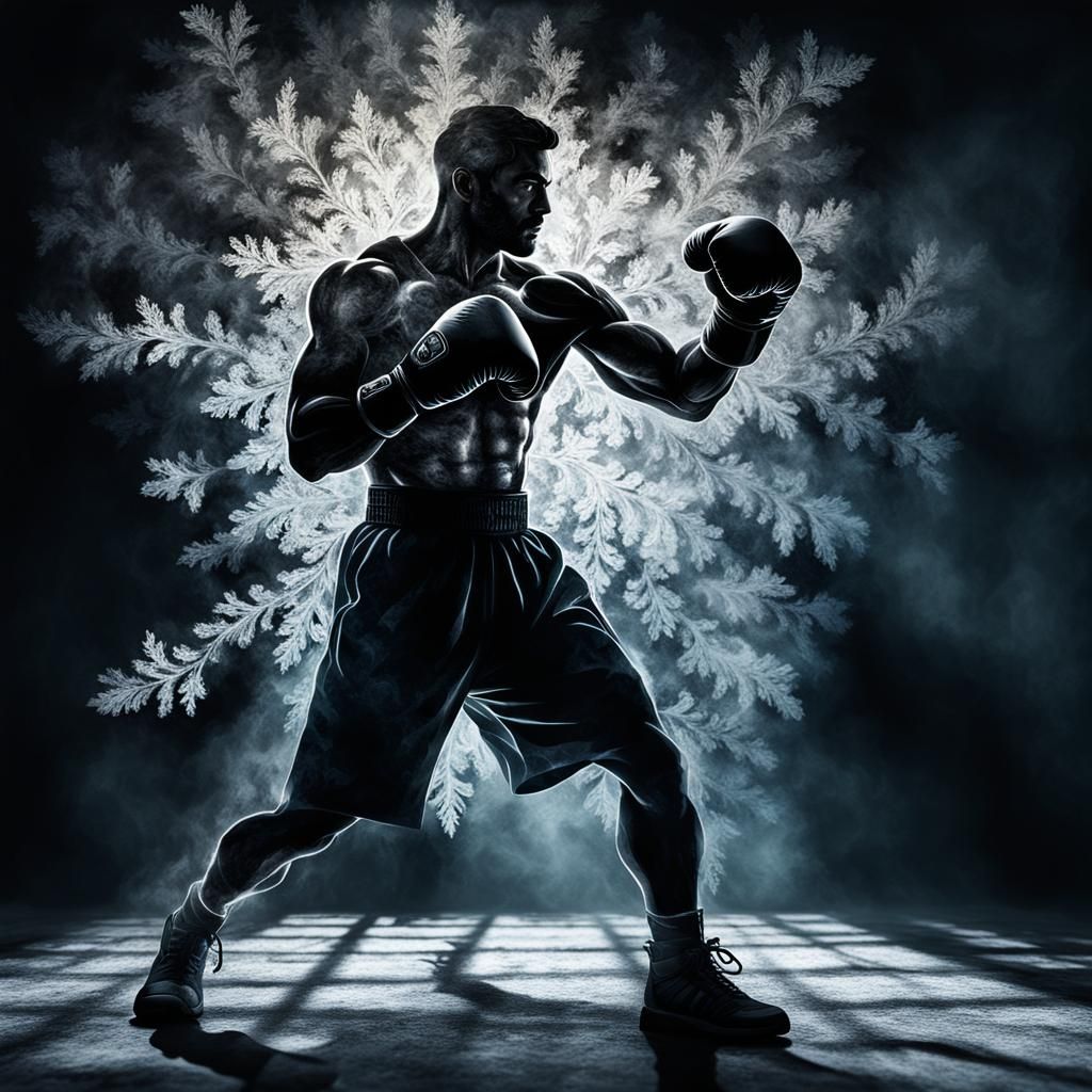 Smoky Shadow Boxing Silhouette at Night