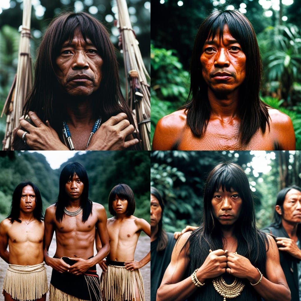 Yanomami Tribe Portrait in Dada Style
