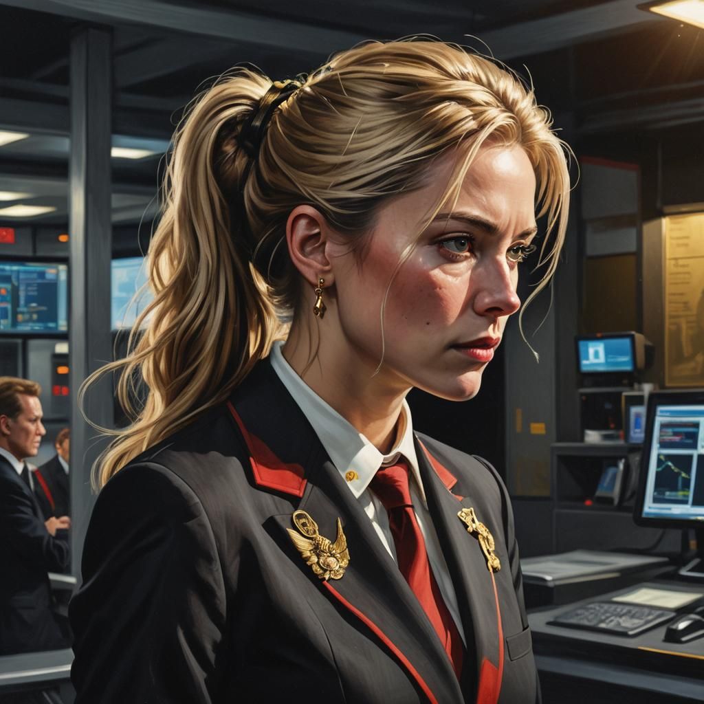 Hyper-Realistic Portrait: Woman in Black Suit