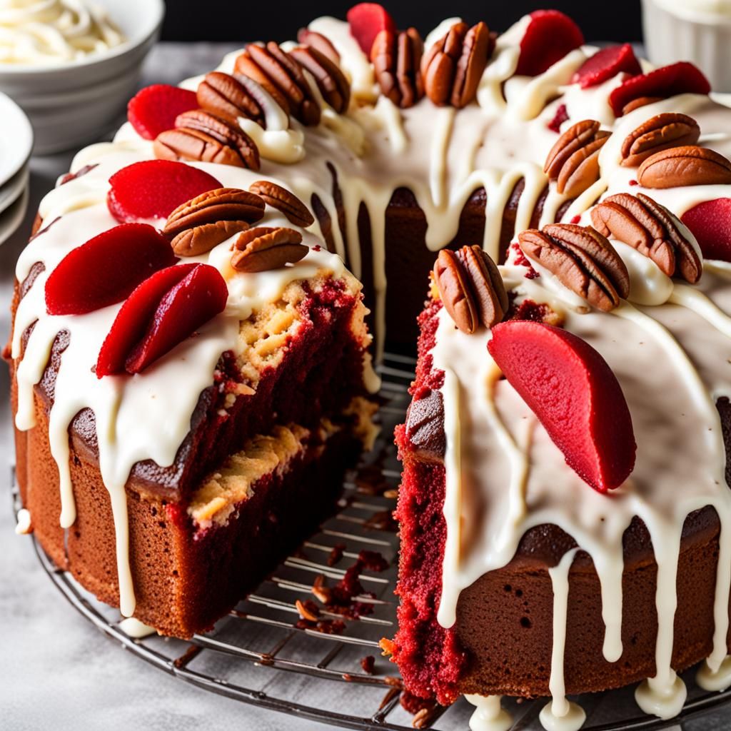 Red Velvet and Pound Cakes with White Icing