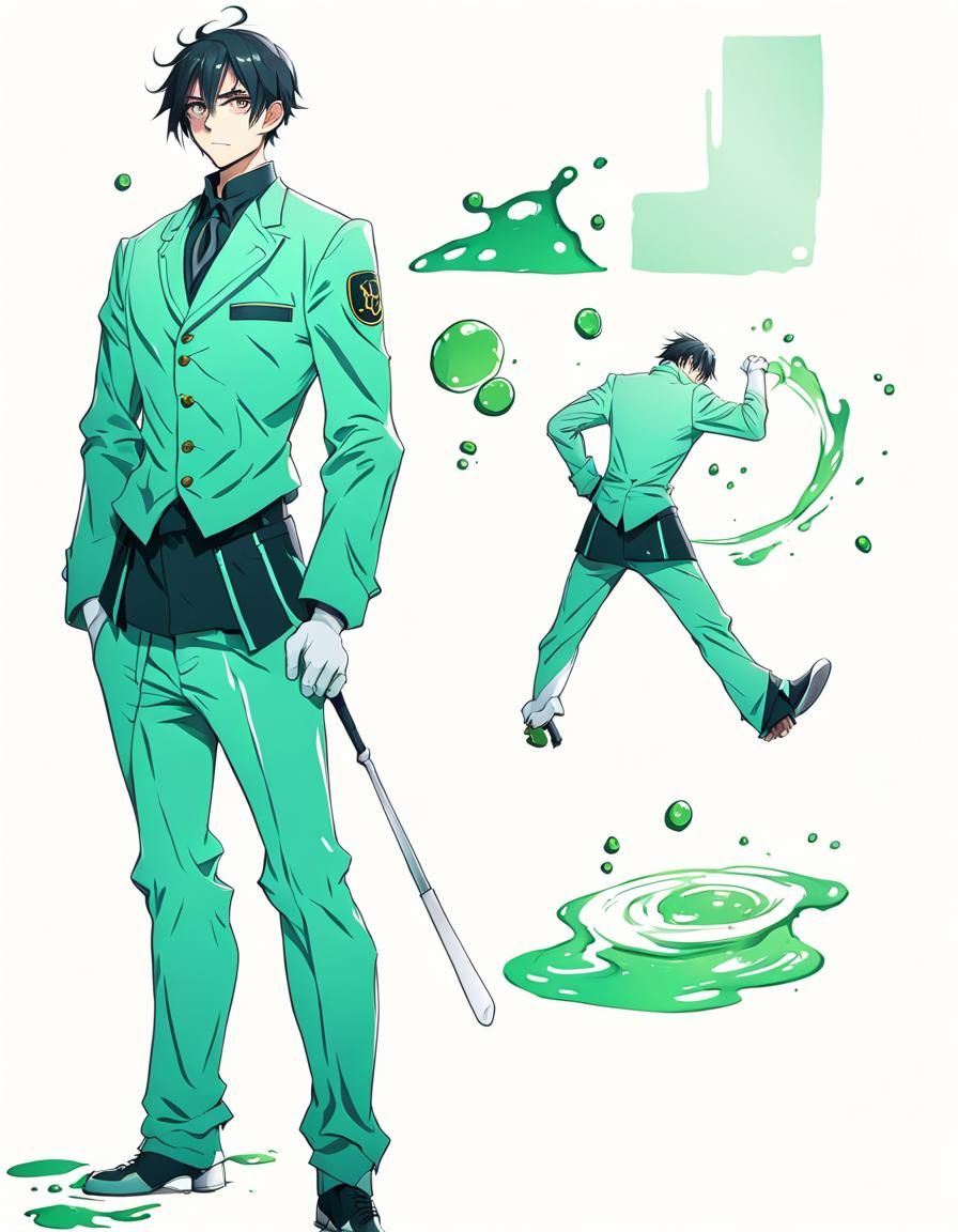 Anime Ooze Waiter with Annoyed Expression
