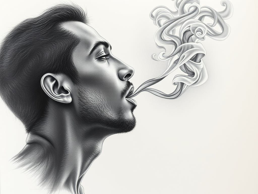 A Woman Emerges from Exhaled Smoke in a Masterful UHD Portra...