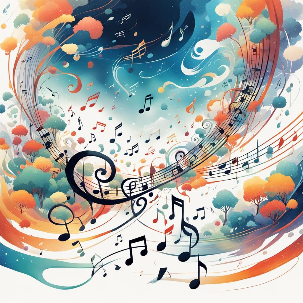 Anime Music Swirls in Studio Ghibli Style