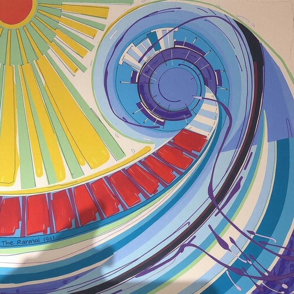 Abstract Spiral Painting in Bold Surrealist Style