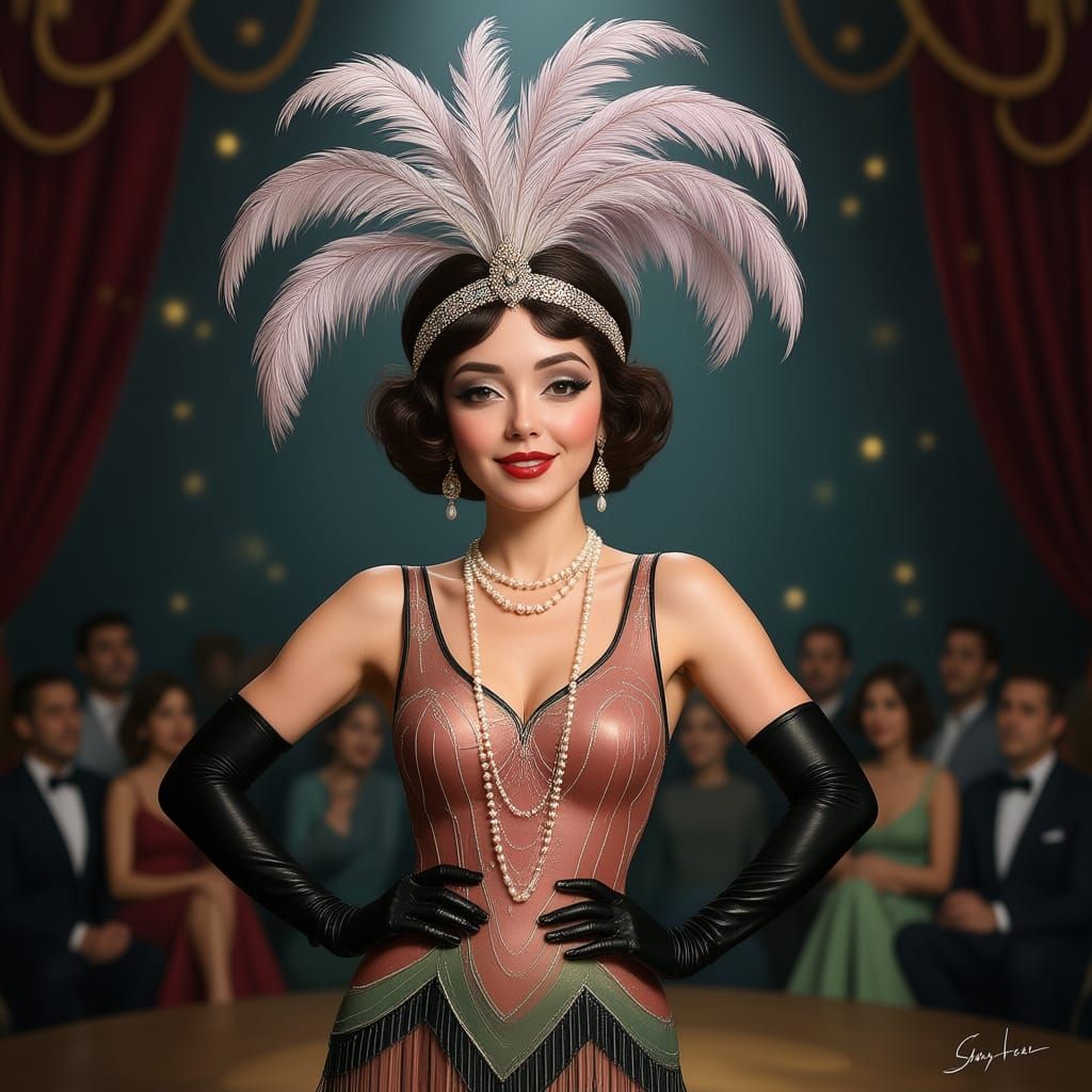 Roaring Twenties Showgirl in Romantic Impressionist Style